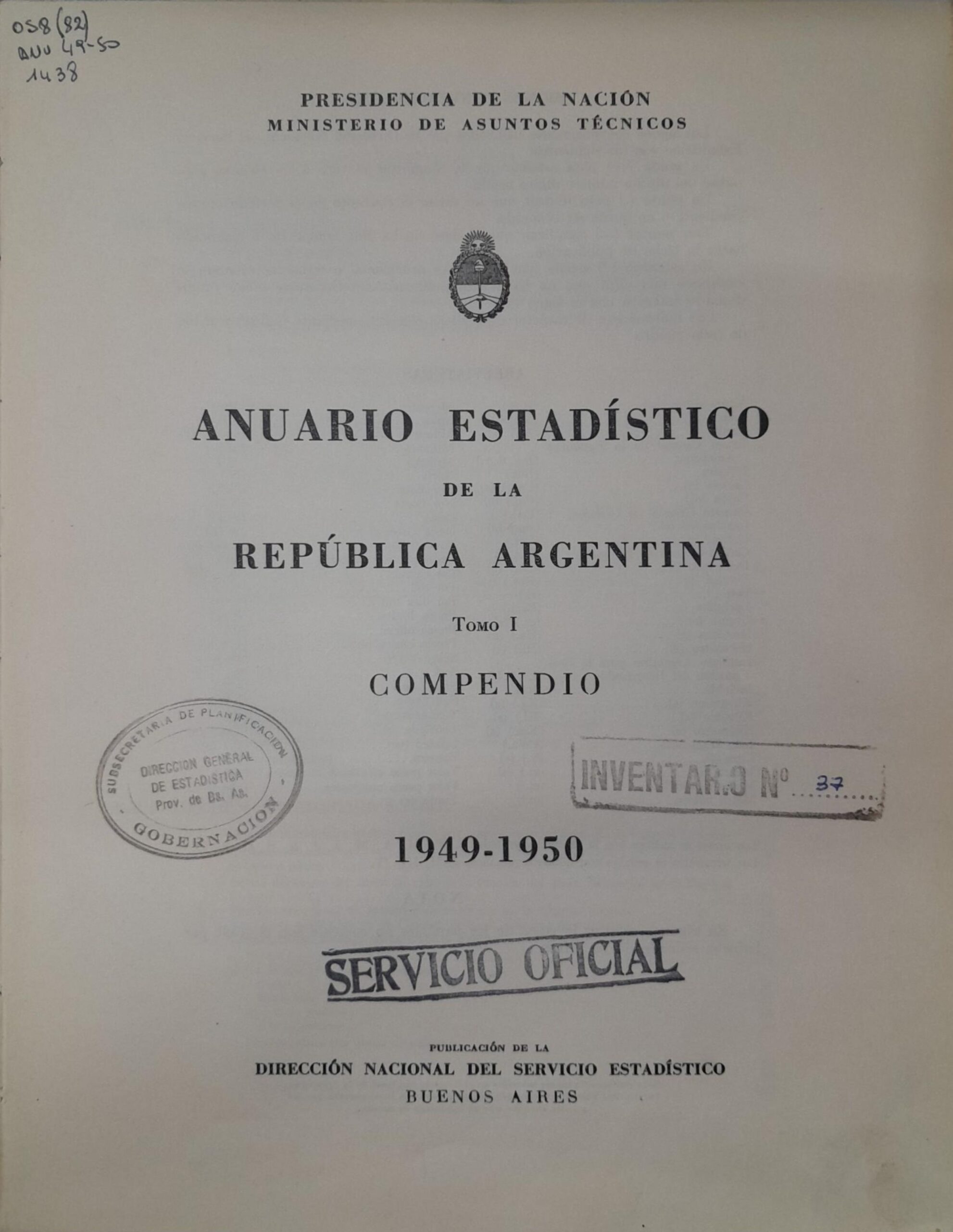 Anuario Nacional 1949 Compendio I