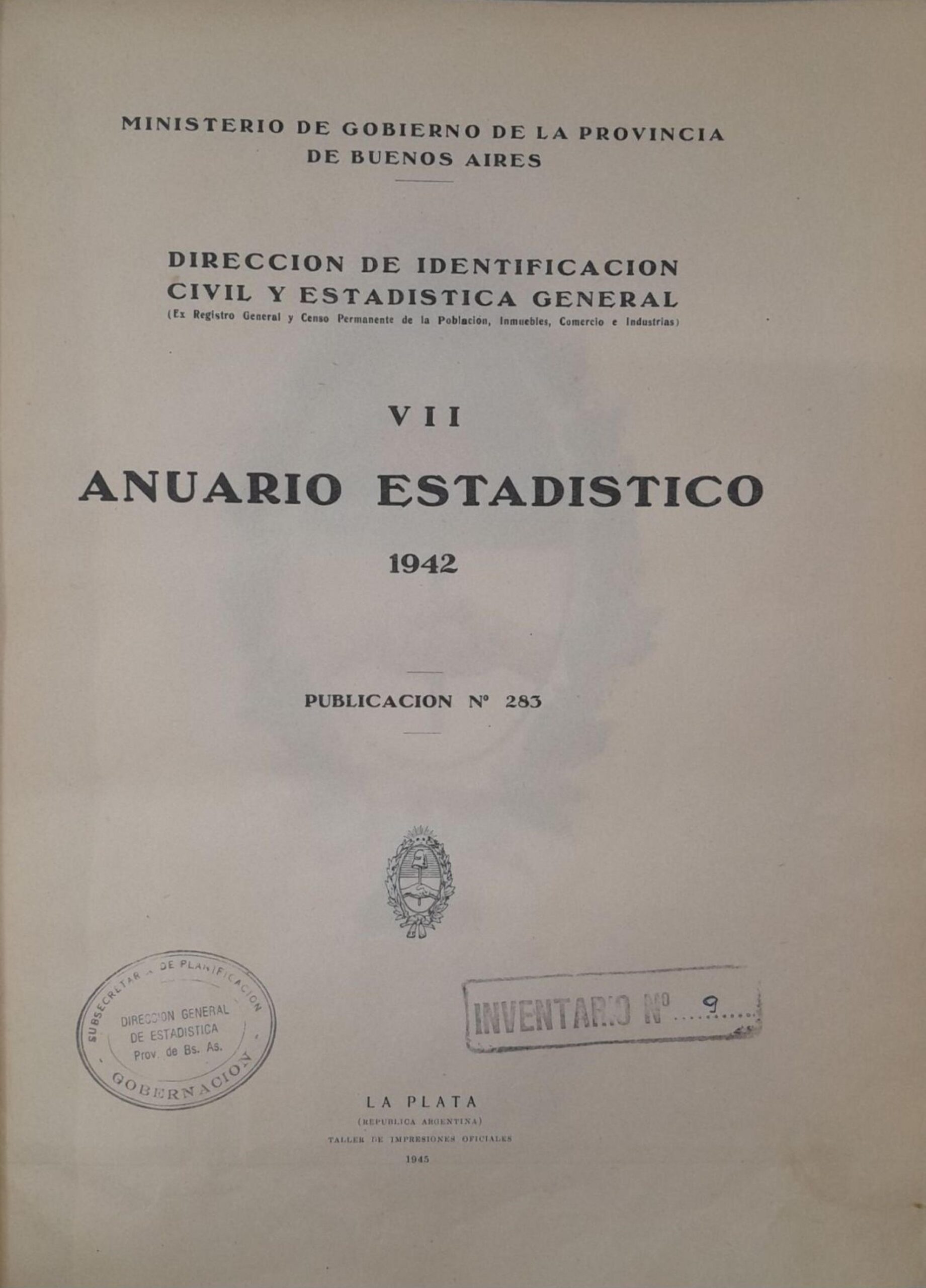 VII Anuario Estadístico Año 1942