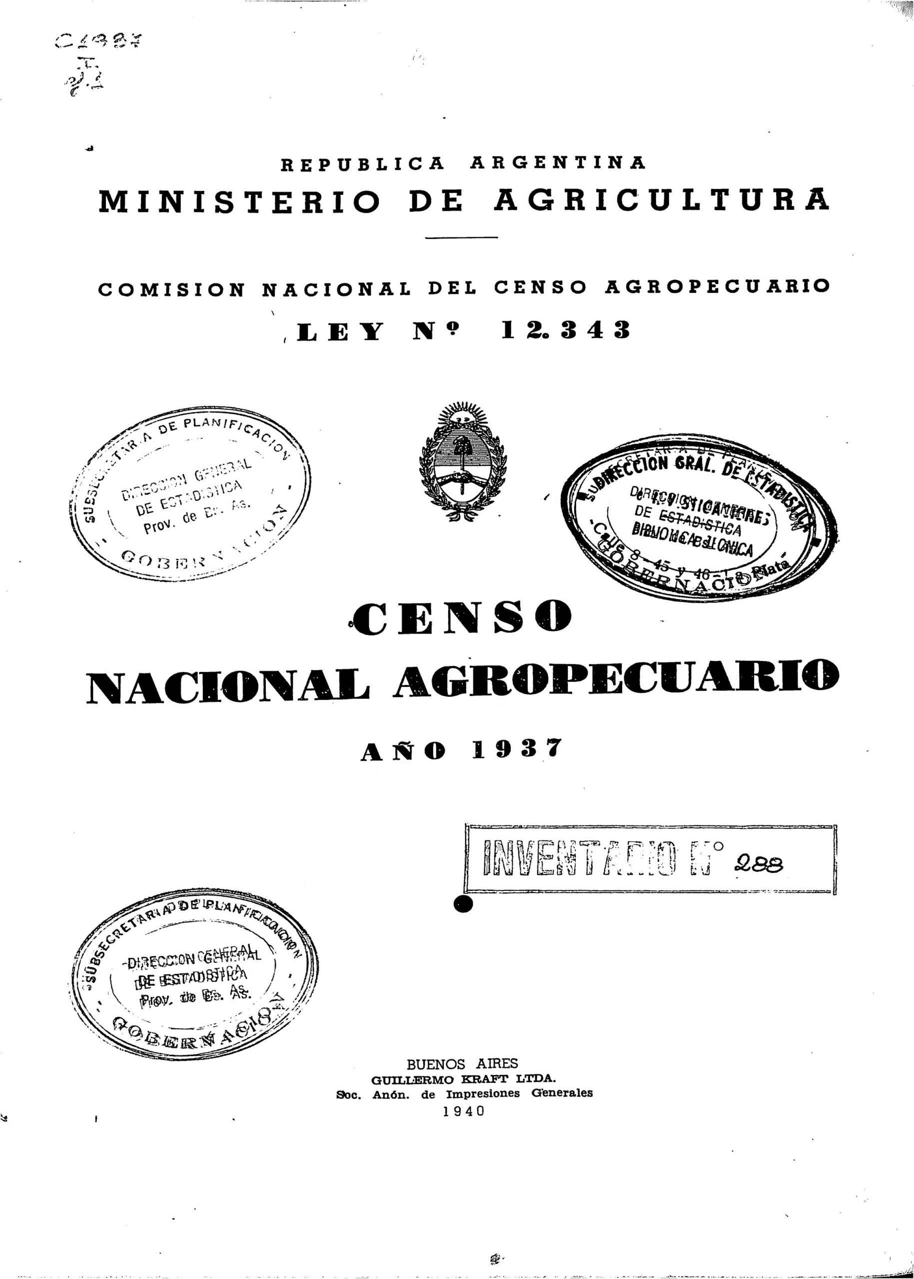 Censo Nacional 1937 Agropecuario