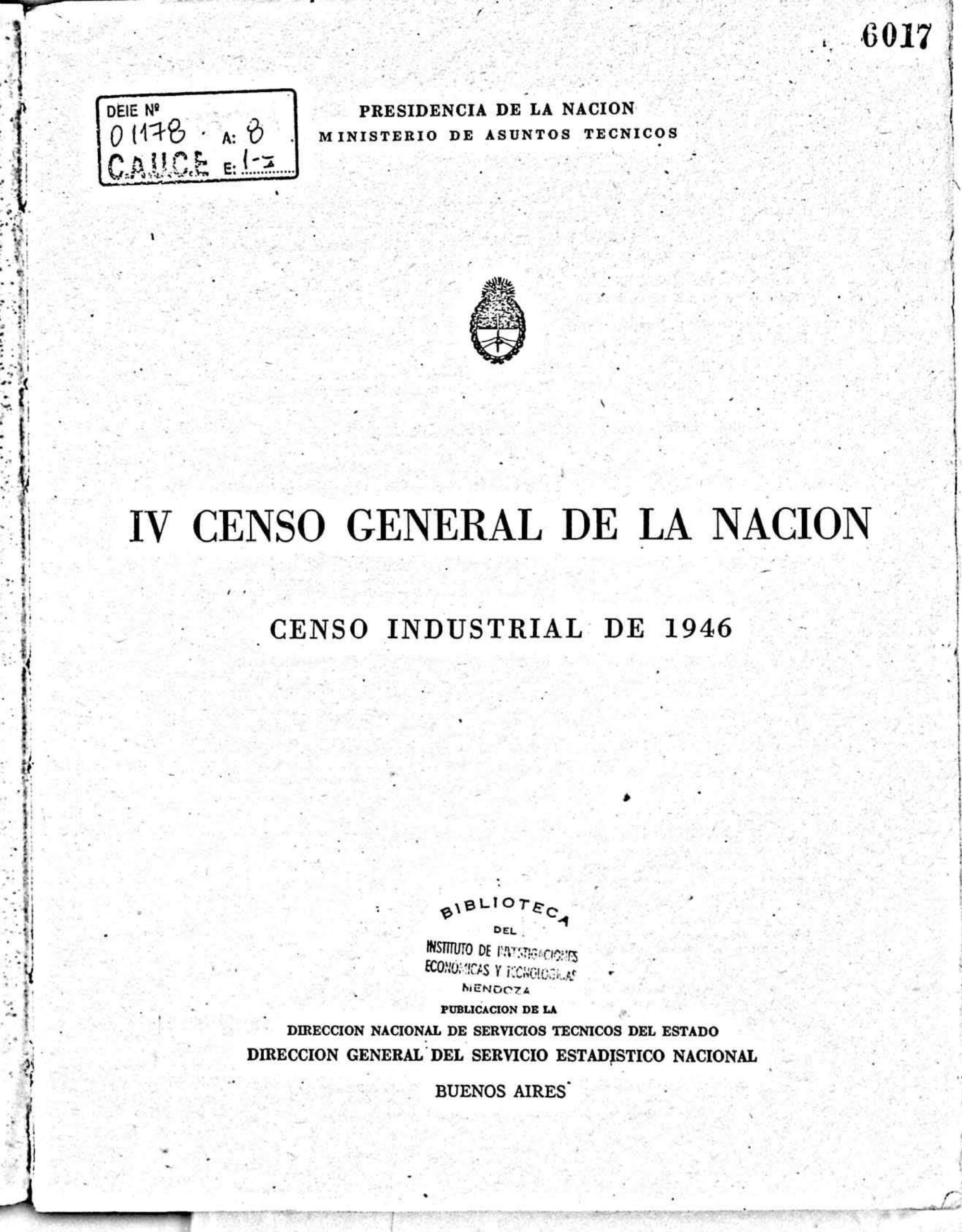 Censo Nacional 1946 Industrial