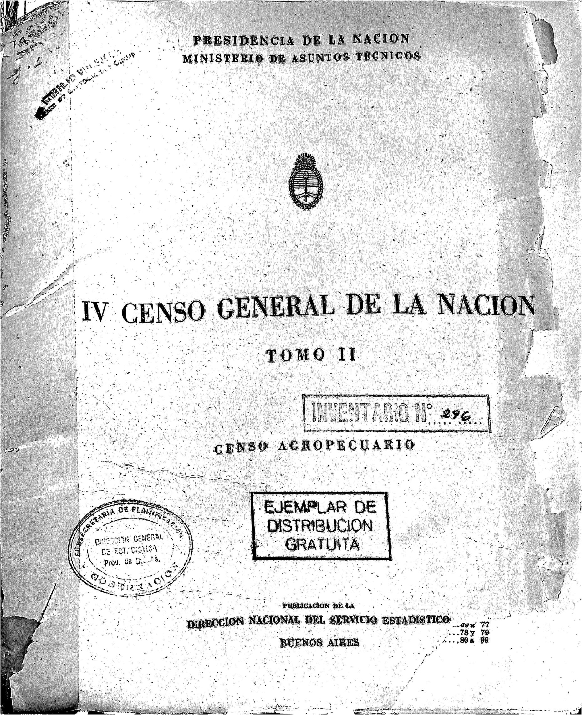 Censo Nacional 1947 Agropecuario II