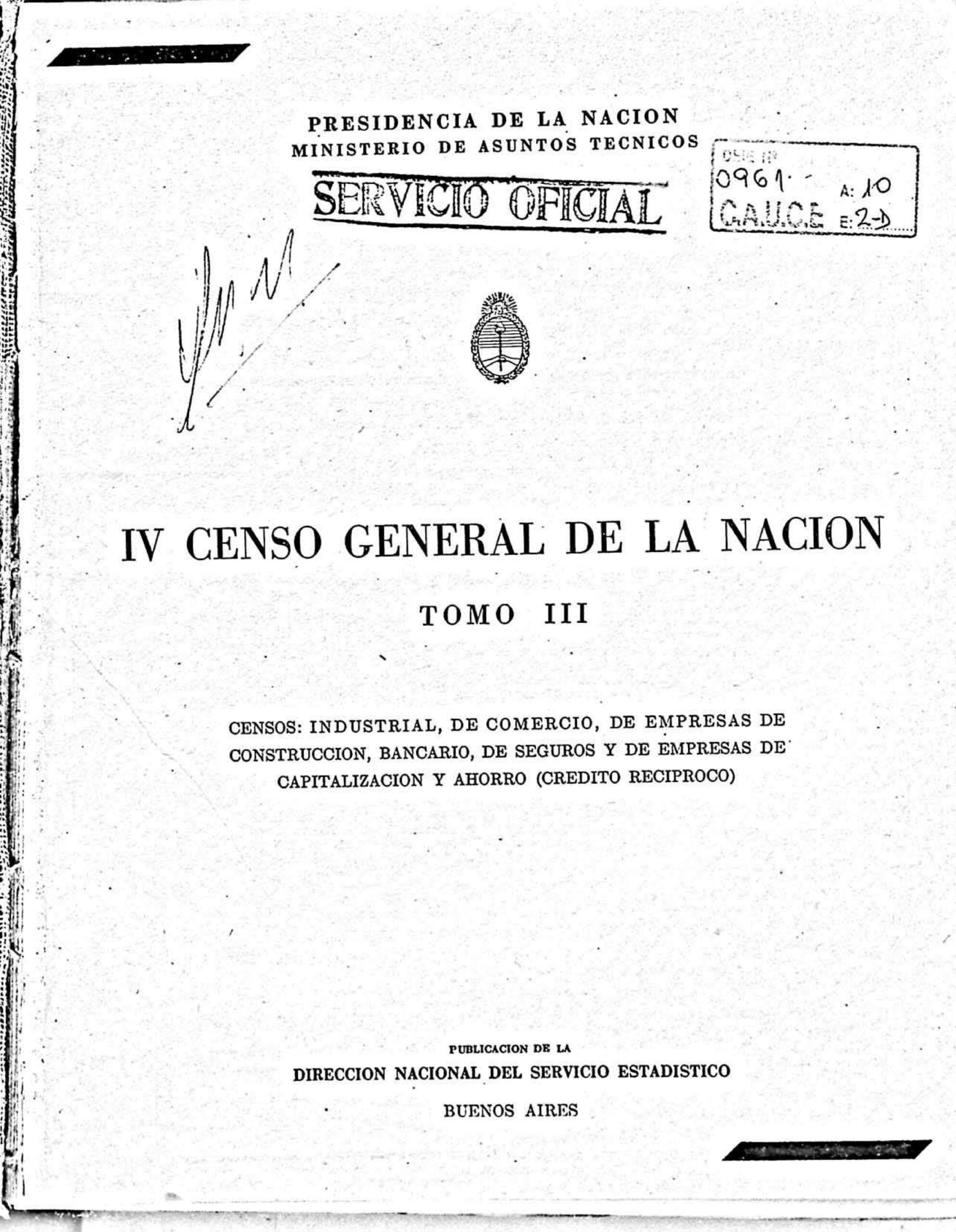 Censo Nacional 1947 Industrial III