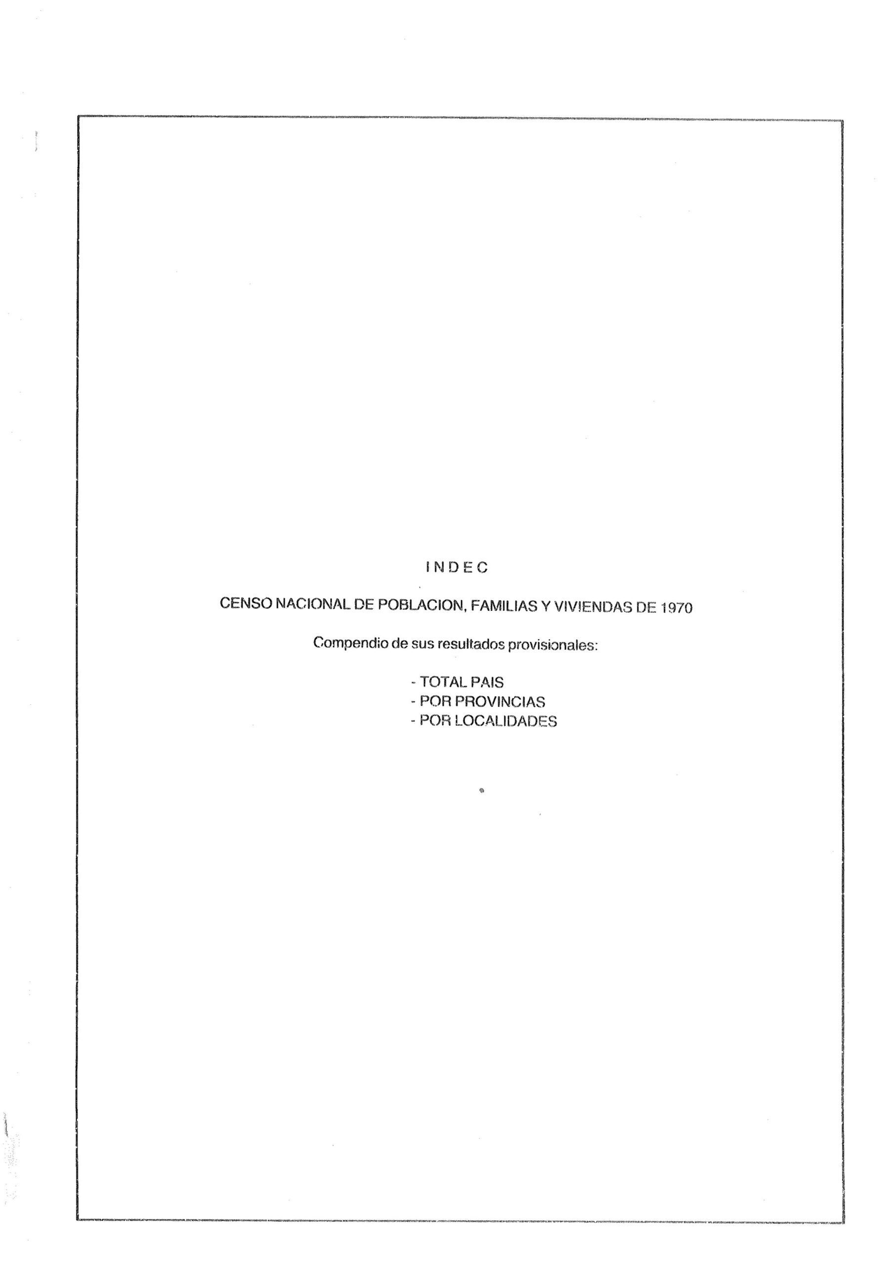 Censo Nacional de Población, Familias y Viviendas de 1970