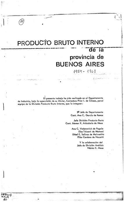 Producto Bruto Interno en la provincia de Buenos Aires (1954 – 1967)